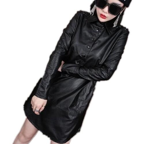 Plus size 3XL!autumn winter fashion rivet pu leather blouse women lapel slim long top shirt