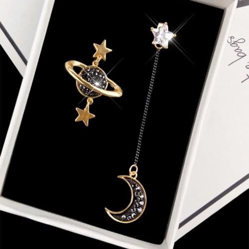 New Geometric Asymmetrical Star Moon Pendant Earrings For Women Fashion Planet Long tassel Personality Ear Jewelry Girl Gifts