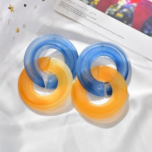 MESTILO 2019 Exaggerated Women Statement Jewelry Colorful Transparent Round Lock Drop Earrings For Female Acrylic Resin Earrings