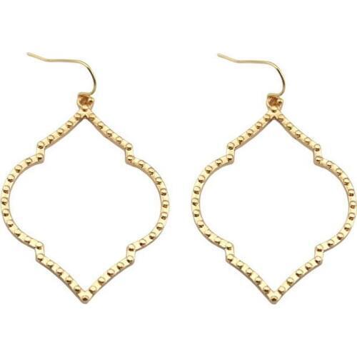 Zinc Alloy Frame Gold Filigree Statement Earrings for Women ZWPON Arabesque Chandelier Earrings