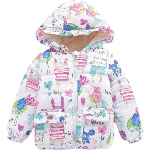 Winter Warm Girls Jacket 2021 Keeping Warm Cartoon Bird Hooded Outerwear For kids Toddler Children Coat Clothing