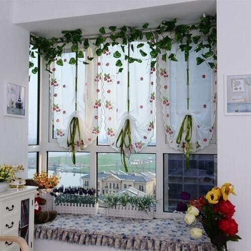1pc Ouneed Strawberry flower embroidery Tulle Finished hight Quality Window Screens Curtain 100*80cm Gift Anti-mosquito screen