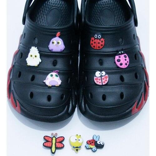 1PCS Hole Silicone Shoes Charms Bird Cartoon Animal Insect Accessories For Kids Party Gifts Wristband Decoration Croc JIBZ