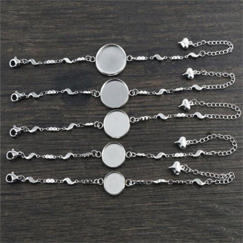 2pcs/Lot High Quality 12mm 14mm 16mm 18mm 20mm 316 Stainless Steel Bangle Base Bracelet Blank Findings Tray Bezel Setting Cameo