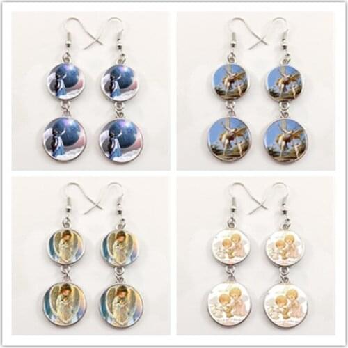 2020 Fashion Angel Logo earring Art Picture Silver Handmade Vintage earring For Women Jewelry Friend Gift