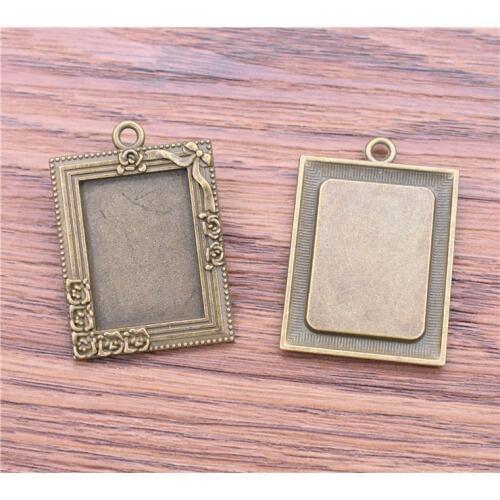 3pcs 18x25mm Inner Size Antique Bronze Plated Photo frame Style Cabochon Base Setting Charms Pendant-B1-34