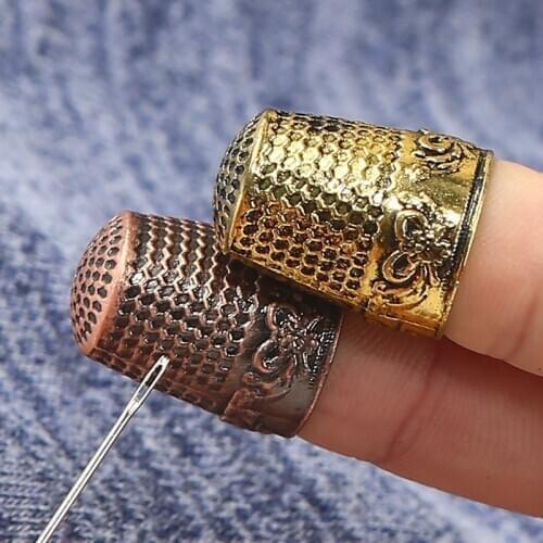 3PCS Vintage Copper Sewing Thimbles Silver Gold Finger Protector DIY Craft Accessories Household Embroidery Crafts Sewing Tool