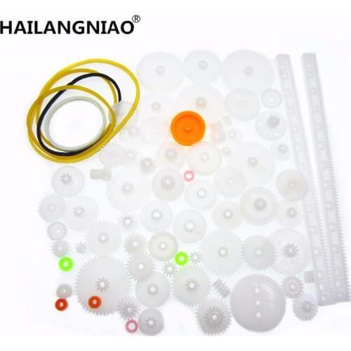 5set 75PCS a lot,Plastic gear,rack, pulley, belt,Worm gear,Single-and double-gear,8-56 teeth diy kit