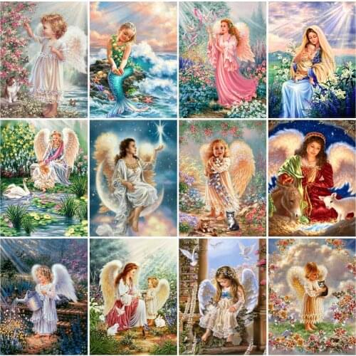 EverShine DIY 5D Diamond Painting Full Square Girl Cross Stitch Diamond Mosaic Art Kits Angel Picture Rhinetones Home Decor