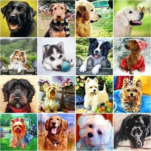 5D DIY Diamond Painting Dog Animal Mosaic Diamond Embroidery Sale Cross Stitch Kits Full Round Rhinestones Picture Home Decor
