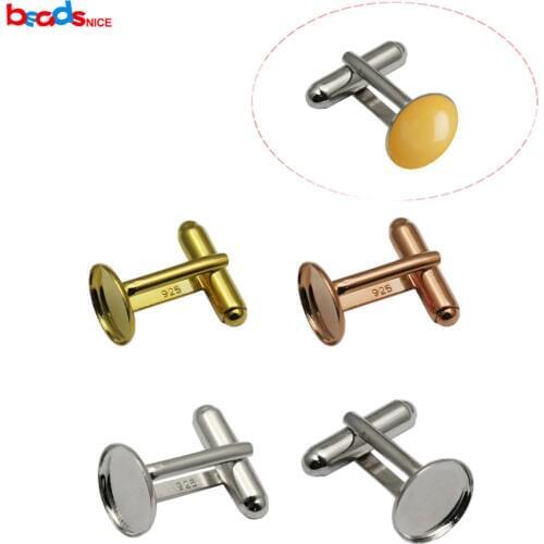 Beadsnice Solid 925 Sterling Silver Cufflinks Handmade Silver Cuff links Blank for DIY Jewelry Making Wholesale ID27501