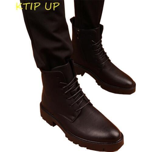 Black Winter Boots Men Fashion Plus Velvet Warm Motorcycle Boots Autumn Winter Shoes Men Military Fur Snow Boots for Men Botas