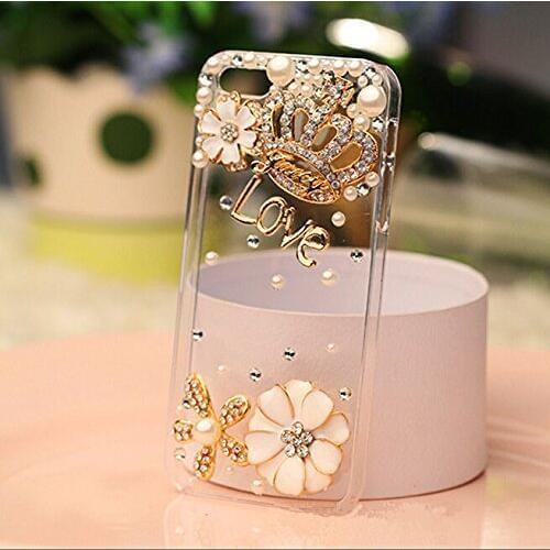 For IPhone 11 Pro MAX X XS MAX XR 6 6Plus 7 8 Plus Case,3d Clear Bling Gold Crown Crystal Rhinestone Diamond Skin Case Cover