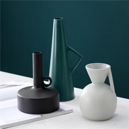 Nordic Simple Creative Ceramic Crafts Flower Vase Home Decoration Study Wine Cabinet Soft Decoration Ornaments