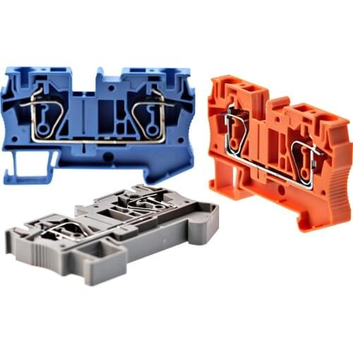 Din Rail Terminal Blocks 10Pcs ST-6 Connectors Electrical Wiring Return Pull Type Spring Cage Connection Terminal Blocks ST6
