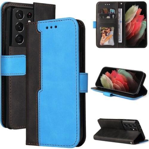 Leather Smooth Wallet Flip Case For Samsung Galaxy S21 Plus S 21 Ultra 5G Magnetic Card Slot Cover for Galaxy S21 S21 + Case