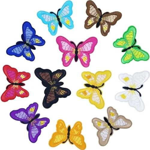 Beautiful Butterfly Cloth Bag Badges Embroidery Iron on Patch Embroidered Applique Sewing Clothes Stickers Apparel Accessories