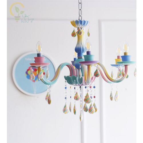 Modern Colourful Led Chandeliers Living Room lustres de cristal Deco Childrens Chandeliers Home Lighting Indoor Lamps