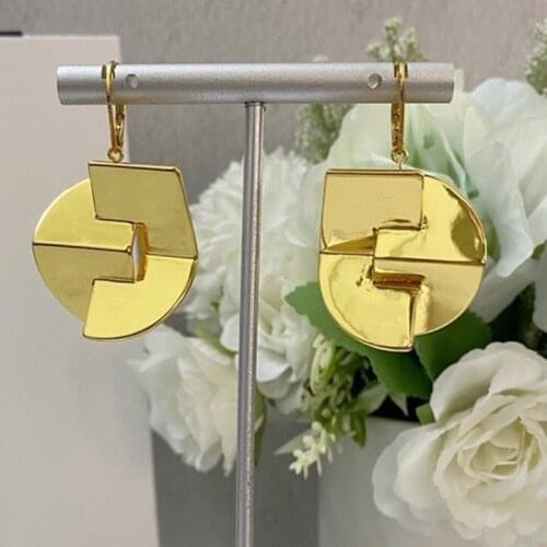 Trendy Irregular Stereoscopic Folding Drop Earring Gold Color Geometry Cold Wind Accessories Fashion Women Jewelry Girl Gift