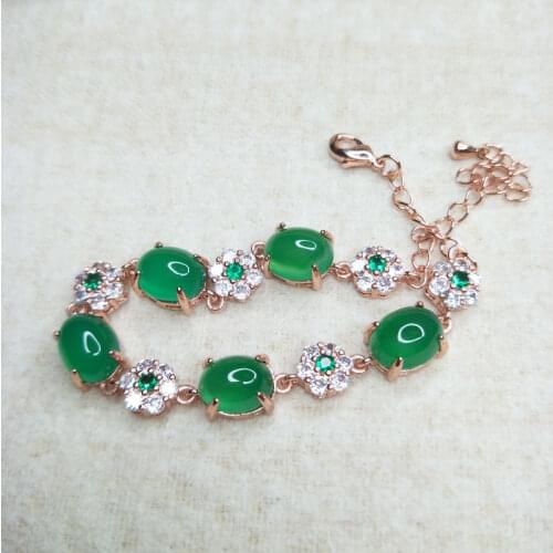 Natural green chalcedony Inlaid crystal women Bracelet fine jewellery
