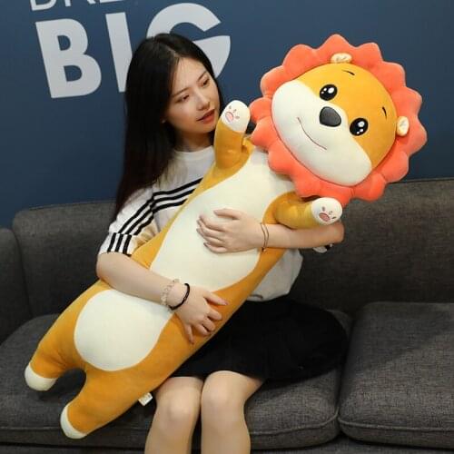 1pc 90/115CM Happy Lion Pillow Plush Toy Cute Doll Cartoon Bed Sofa Cushion Soft Stuffed Animal Kid Boy Birthday Gift