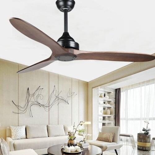 52" retro ceiling fan Nordic simple living room dining room bedroom wood ceiling fan with remote control without lamp