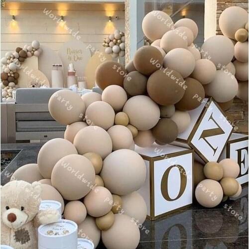 DIY Coffee Brown Balloons Garland Arch Metal Gold Double Apricot Globos Birthday Wedding Baby Shower Anniversary Party Decor