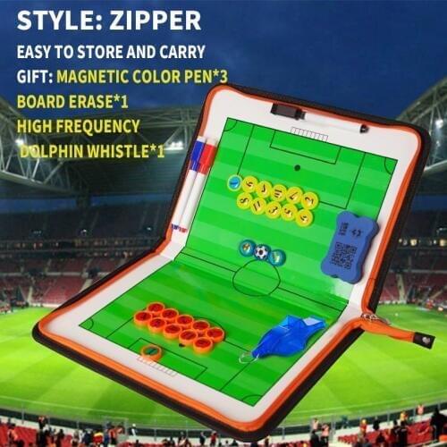 Shinestone Basketball Tactical Board Soccer Three Fold Board Set PU Material Soccer Zipper Clipboard Coach Board With Whistle