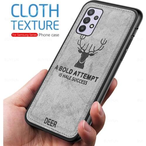 Sumsung A52 5G Case Cloth Fabric Phone Cover For Samsung Galaxy A52 5G A 52 52A SM-A526B 6.5" Derr Pattern Silicone Frame Coque