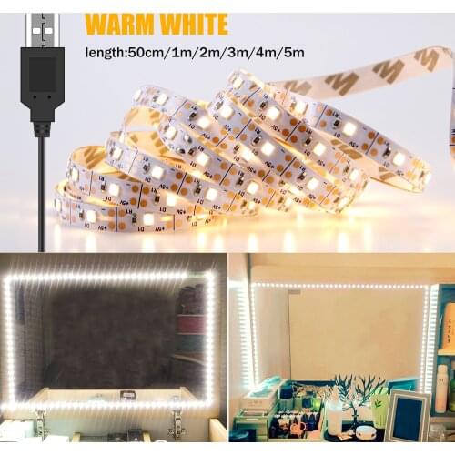 Vanity Light Strip LED Make Up Mirror Lamp Tape Hollywood Dressing Table Wall Bulb LED Full Backlit Mirror Lights 0.5 1 2 3 4 5M