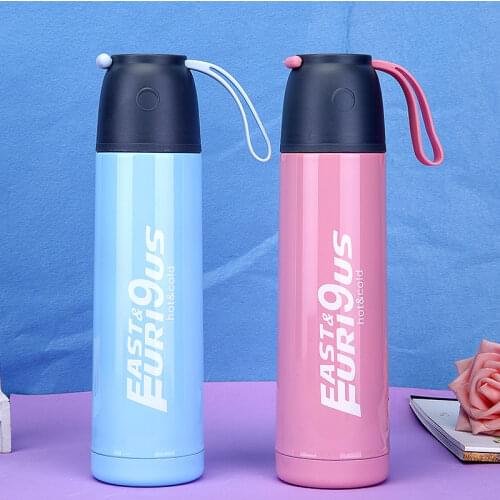 500ml Bird Cup Rope Handle Portable Stainless Steel Vacuum Mug Creative Student Cup Outdoor Sports Water Bottle
