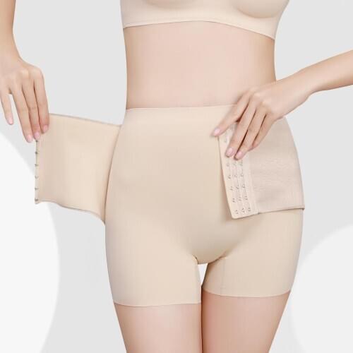 High waisted panties for women with small tummy strong ice silk traceless shaping waist