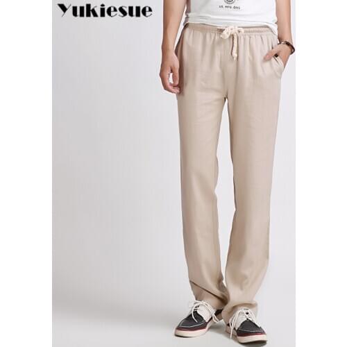 Spring summer Business Trousers Thin Linen Loose Chinese Style mens pants sweatpants Straight Trousers Men streetwear Plus size