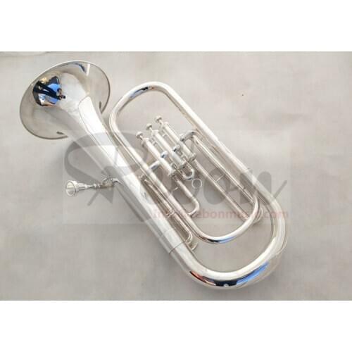 Weifang Rebon Bb key Plated Silver Baritone tuba with soft case