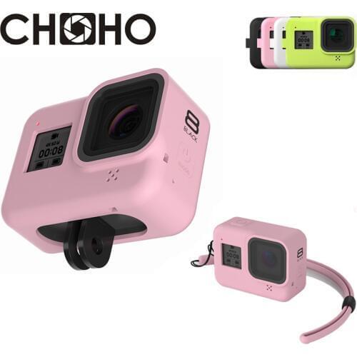 Protective Frame Case For Gopro Hero 8 Black Housing Soft Rubber Silicone Shell Protector + Camera Strap For Go Pro Accessories