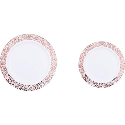 Gold Disposable Plastic Plates -Party Plastic Plates,Fancy Salad Plates And Appetizer Plates For All Occasions