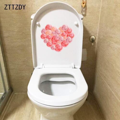 ZTTZDY 24*19.7CM Love Rose Fashion Creative Bedroom Wall Sticker WC Toilet Decals Decoration T2-0274