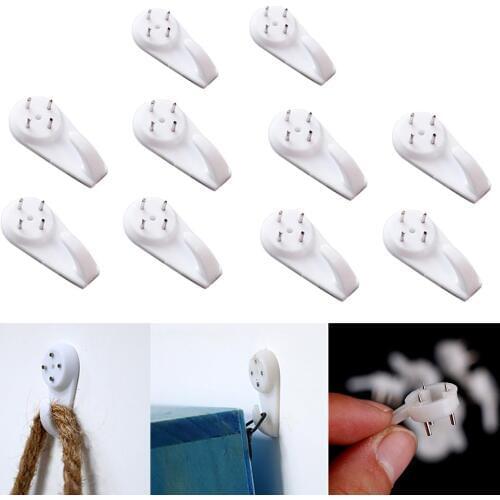 10Pcs Mini 3kg/6kg/10kg Plastic Powerful Tracelss Wall Mounted Hanging Nail Hooks Removable Hanger монтировать