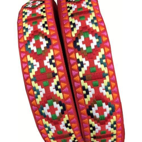 10yards/lots Woven Jacquard Ribbon Trims rose red geometric pattern for curtain and clothing accessory size 4.5cm LS-2701