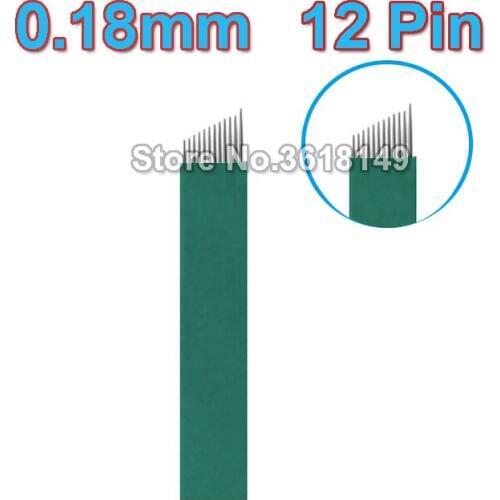 100pcs 0.18mm 12 Flex Microblading Needles Permenent Makeup Tattoo Needle Lamina Agulhas Tebori Blade for Manual Eyebrow Pen