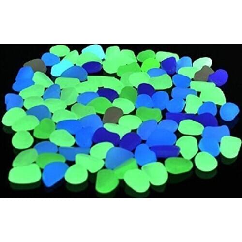 100pc Fish Tank Garden Walkway Parterre Decor Glow in the Dark Fluorescent Pebble Stone Free Shipping