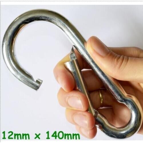 100pcs/lot Large 140mm x 12mm EXTRA LARGE SNAP HOOK galvanised Steel Carabiner Hook Clasps Spring loaded Load 510kg HEAVY DUTY