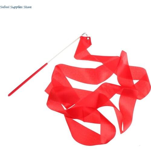 2M Gym Ribbons Dance Ribbon Rhythmic Art Gymnastic Ballet Streamer Twirling Rod Stick For Gym Training