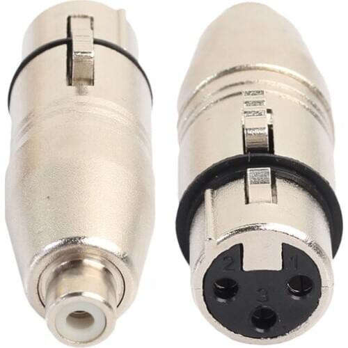 2Pcs/Lot XLR Female To RCA Female Audio Adapter Connector For Microphone Speaker