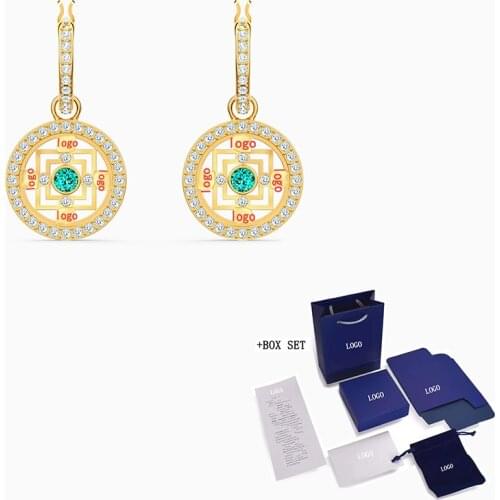 2020 Fashion SWA New SYMBOLIC MANDALA Pierced Earrings Charming Round Mandala Crystal Gold Stud Earrings Romantic Jewelry Gifts