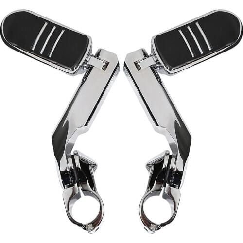 32mm Long Chrome Highway Bar Clamp Mount Angled Engine Guards Footpeg Kits For Harley Sportster Dyna Touring 883 1200 Road King
