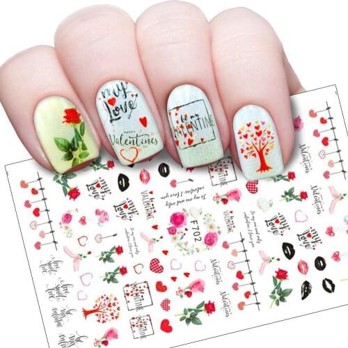 3D Nail Sticker Rose Flower Lips Slider Nails Art Decoration Wraps Decals Cute Design Adhesive Manicure Tips Stickers Pegatina