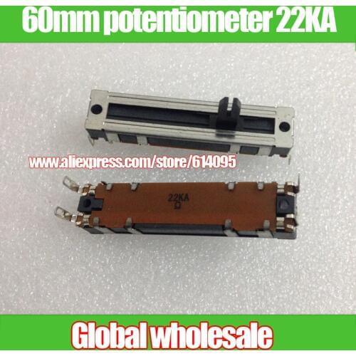 5pcs 60mm radio straight sliding potentiometer 22KA / single linkage fader shaft high 15MM