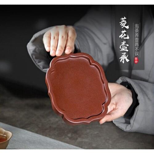 Yixing purple sand tea accessories cup mat pot pad dry tea tray manually purple mud ling faceplate