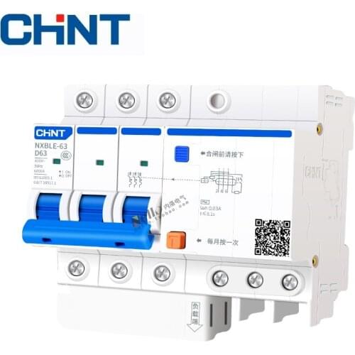 CHNT NXBLE-63 Residual current operated circuit breaker RCBO 6KA type D 3P 30mA 50HZ 6A 10A 16A 20A 25A 32A 40A 50A 63A